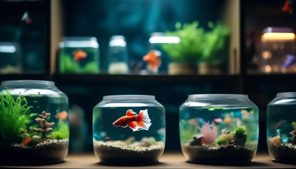 betta fish in small containers