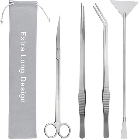 Aquarium Aquascape Tools Kit 15 Inch Stainless Steel (4-in-1)