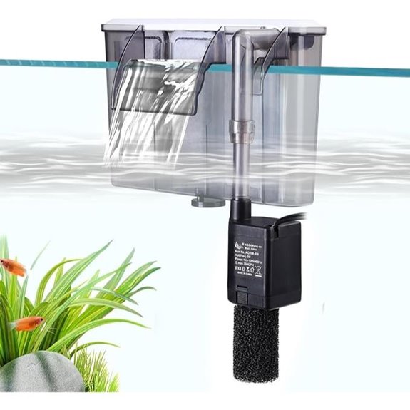 AQQA Quiet 20-30 Gallon Hang On Back Aquarium Filter (6W)