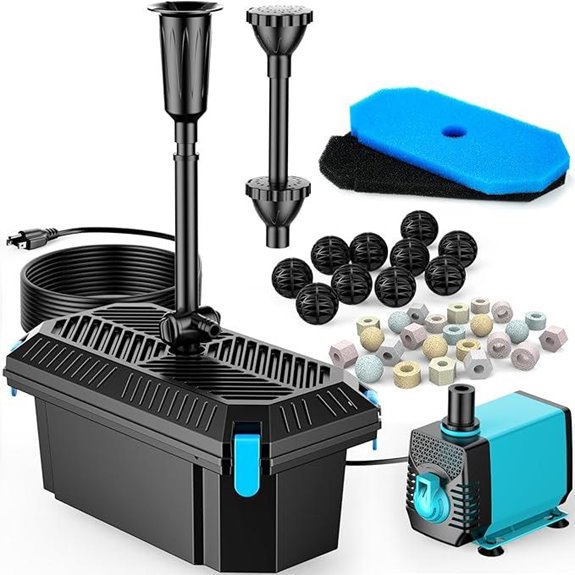 POPOSOAP 660GPH Pond Filter Pump Fountain Kit