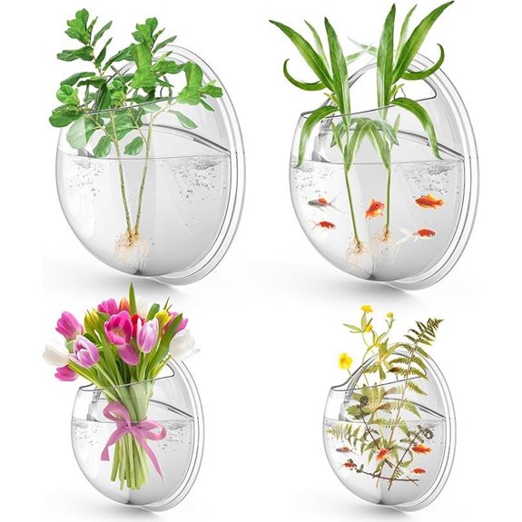 DoubleFill 4 Pcs Wall Hanging Acrylic Fish Bubble Bowls