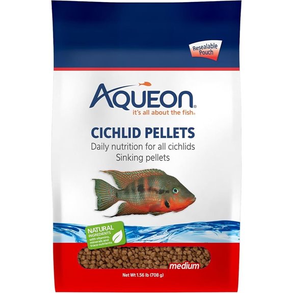 Aqueon Cichlid Slow Sinking Fish Food Pellets Medium Size 25 Ounce