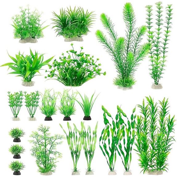 MyLifeUNIT Artificial Aquarium Plants 20-Pack (Green)