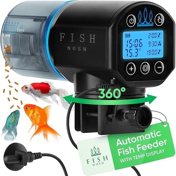 FISHNOSH Automatic Fish Feeder with Digital Thermometer (2026)