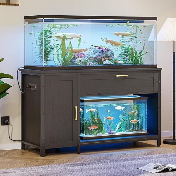 Bestier 55-75 Gallon Fish Tank Stand with LED Light