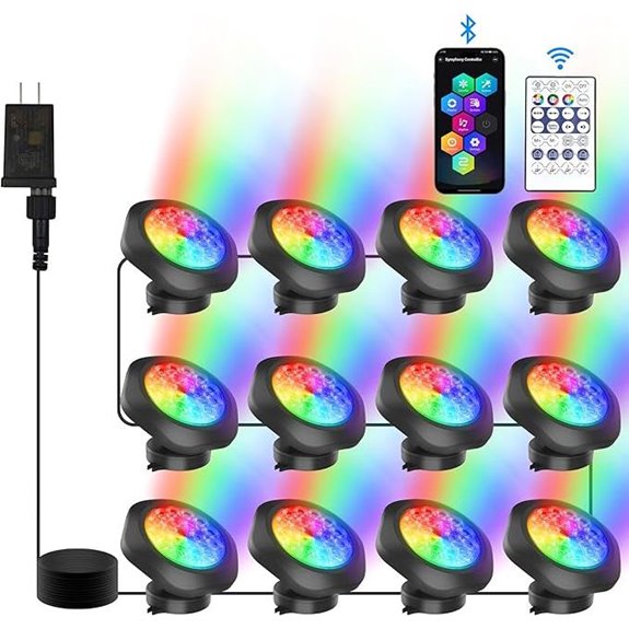 RGB Underwater Pond Lights with Bluetooth Control (12-Pack)