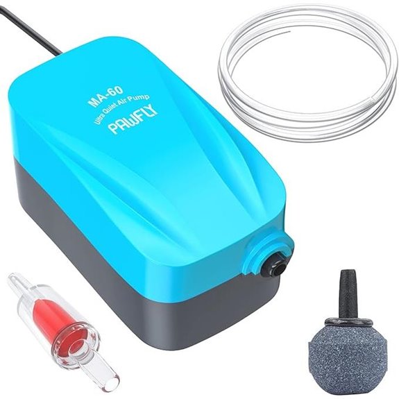 Pawfly Compact Aquarium Air Pump Kit for 3-20 Gallon Tanks