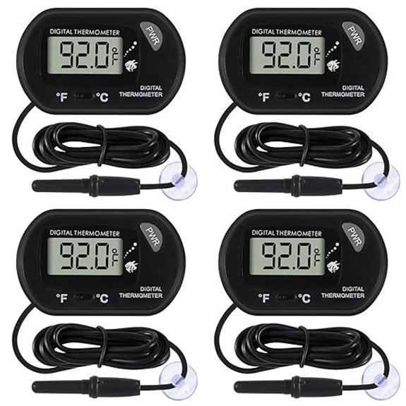 4Pcs Digital Aquarium Thermometer with LCD Display