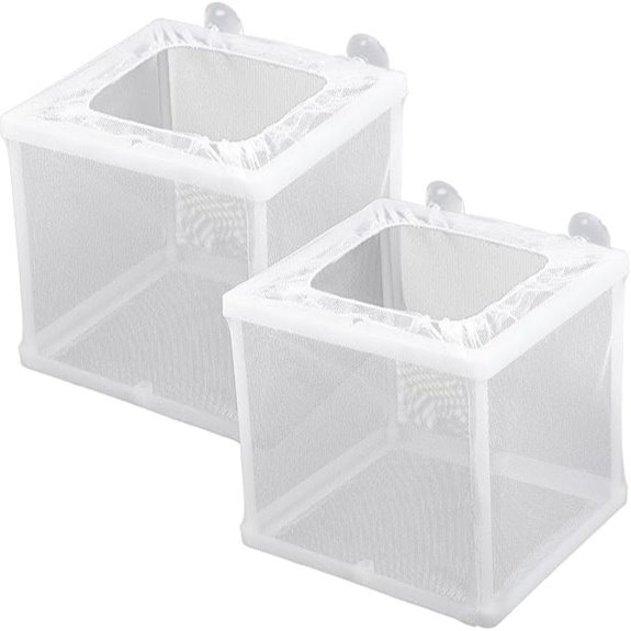 2 Pack Fish Incubator Mesh Breeder Box with Suction Cups