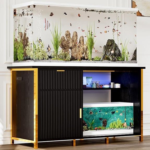 55-75 Gallon Fish Tank Stand with Power Outlets and LED Light