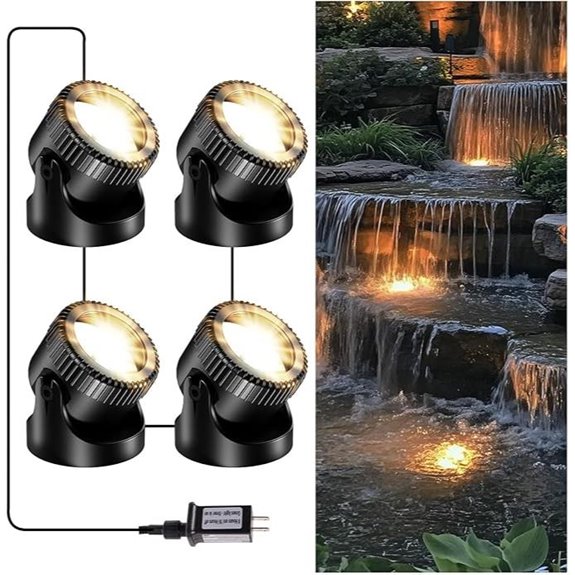 POPOSOAP 4-in-1 Warm White Underwater LED Pond Lights IP68 Waterproof