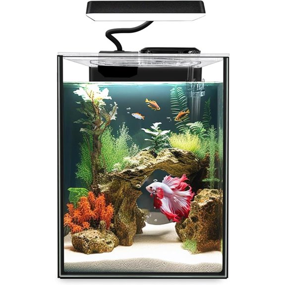 Glass Betta Aquarium Starter Kit 1.5 Gallon with LED Light