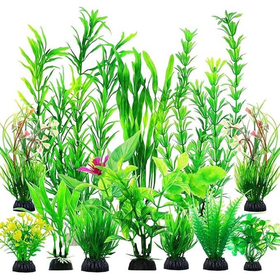 CousDUoBe 12pcs Green Plastic Aquarium Plants Decorations