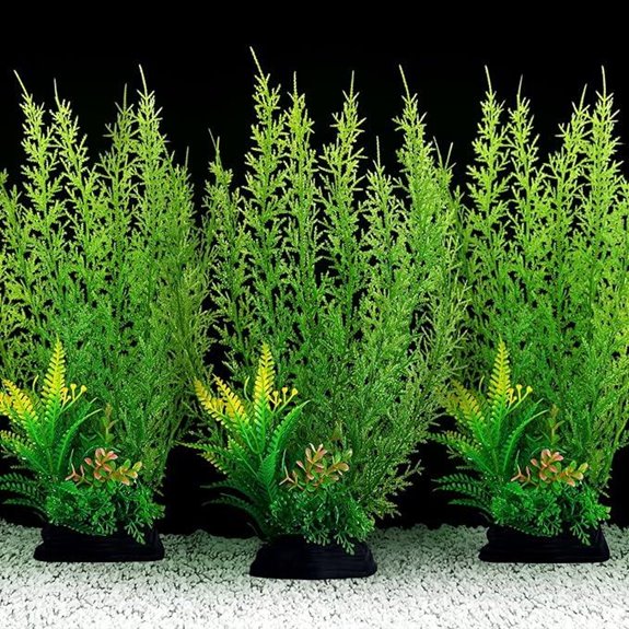 QUOZUO Large Green Plastic Aquarium Plants (3-Pack)