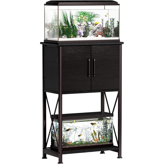 Herture 5-10 Gallon Metal Aquarium Stand with Cabinet