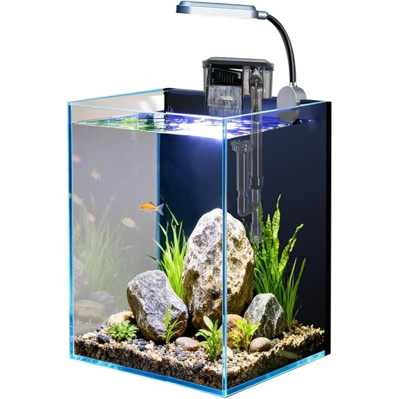 1.5 Gallon Nano Glass Aquarium Starter Kit with LED Light