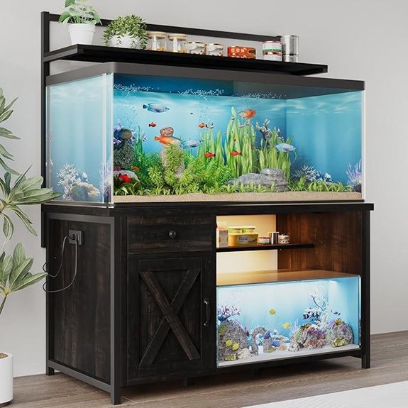 Oak Fish Tank Stand 55-75 Gallon with Cabinet (1100 LBS)