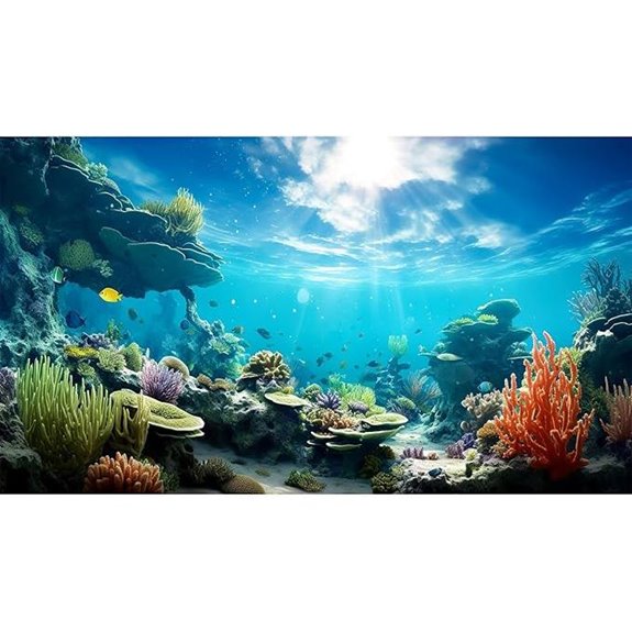 Ocean Floor Coral Reef Aquarium Background 48x24in