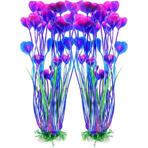 AQUANEAT Artificial Fish Tank Plants 2-Pack (15.5 inch Purple)