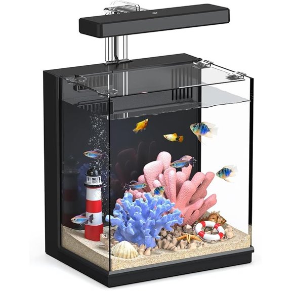 AQUASMITH 2 Gallon Betta Fish Tank with Filter & Light Black