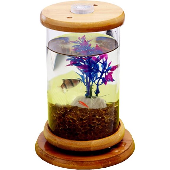 Manual Rotating Glass Fish Tank with Remote Control Lamp