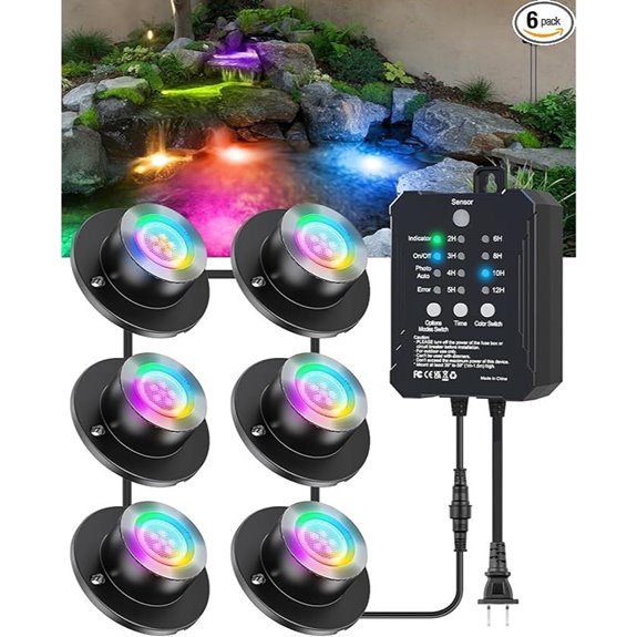 HIBOITEC RGB LED Pond Lights 6-Pack
