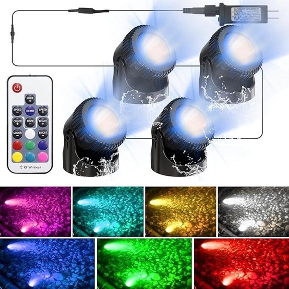 RGB Underwater Pond Lights with Remote (4-Pack)