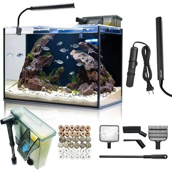 10 Gallon Glass Aquarium Tank with Self-Cleaning System