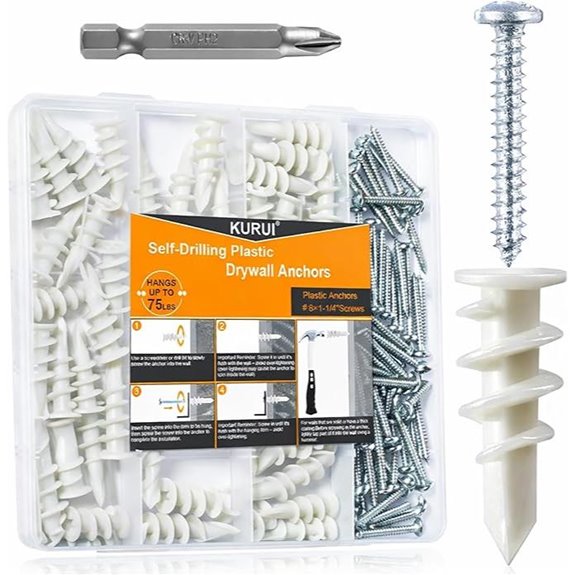 KURUI 140-Piece Self-Drilling Drywall Anchors Kit