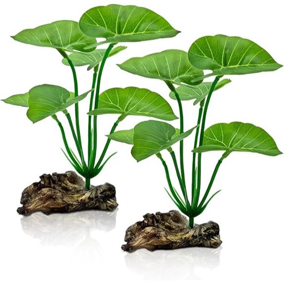 2-Pack 6-inch Betta Fish Tank Leaf Hammock and Silk Plants