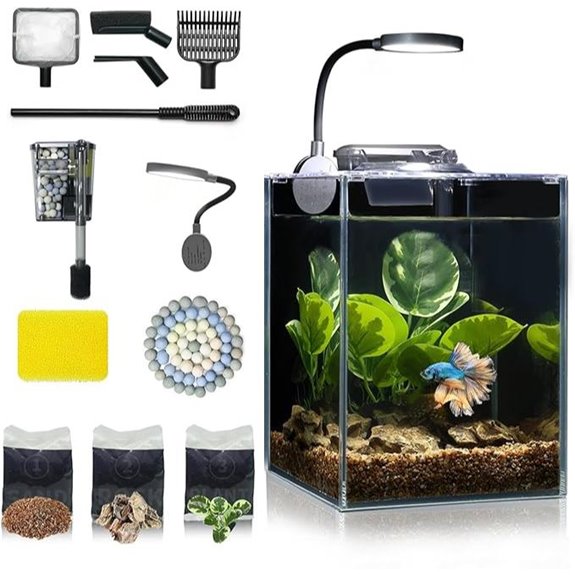 Desktop Small Aquarium Starter Kit with LED Light (1.25 Gallon)