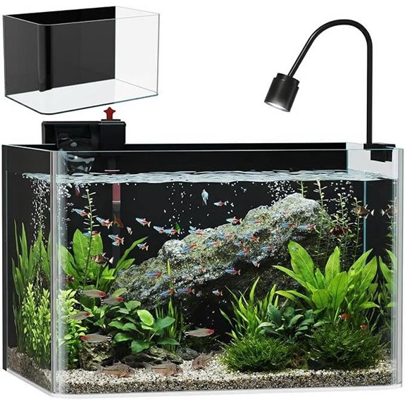 3 Gallon Hot-Bent Black-Back Fish Tank for Betta/Goldfish
