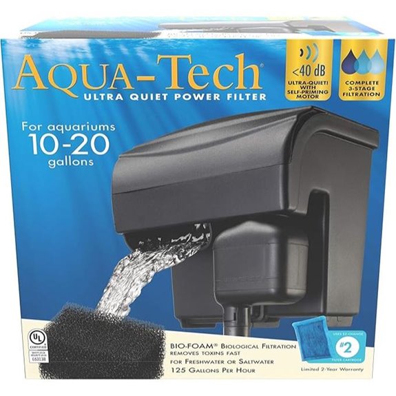 Aqua-Tech Ultra Quiet Power Filter For Aquariums 10-20 Gallons