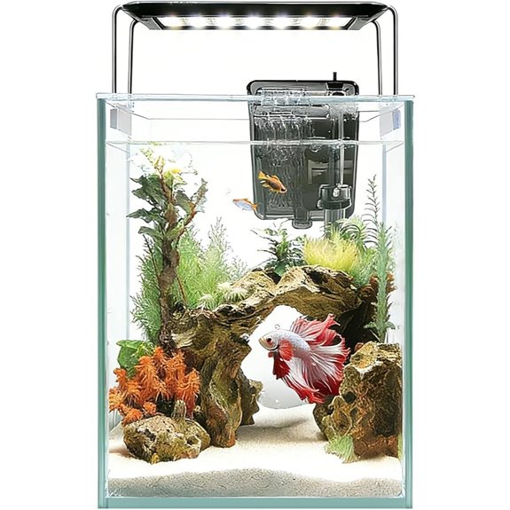 Ultra White Glass Aquarium Starter Kit 1.5 Gallon with LED Light and Filter