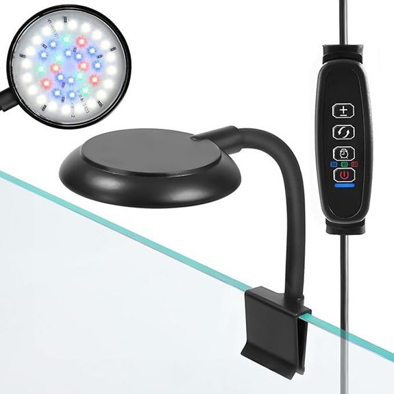 AQUANEAT Clip-on Aquarium Light for Small Fish Tank USB Dimmable with Timer