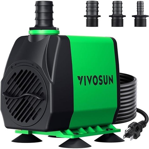 VIVOSUN 800GPH Submersible Water Pump with 3 Nozzles