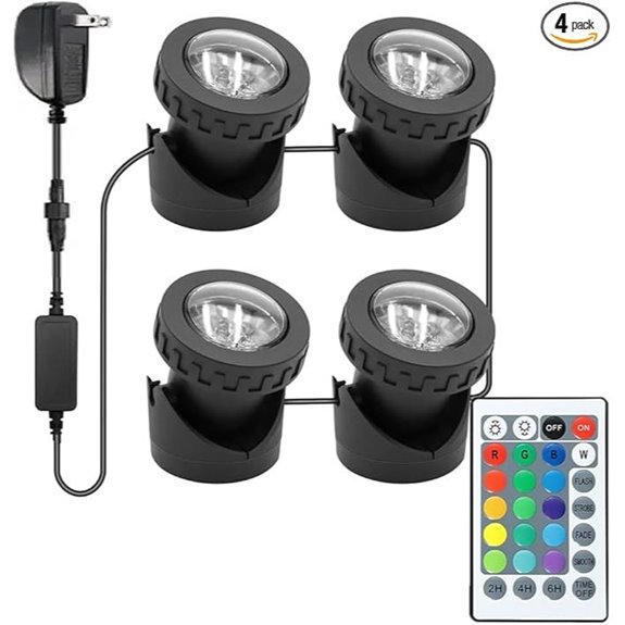RGB Waterproof Pond Fountain Lights with Timer (4-Pack)