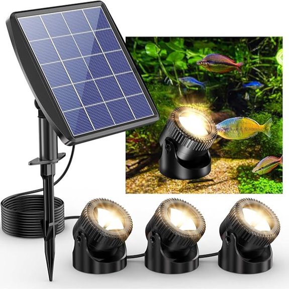 POPOSOAP Solar Pond Lights 3-in-1 Waterproof LED Spotlights